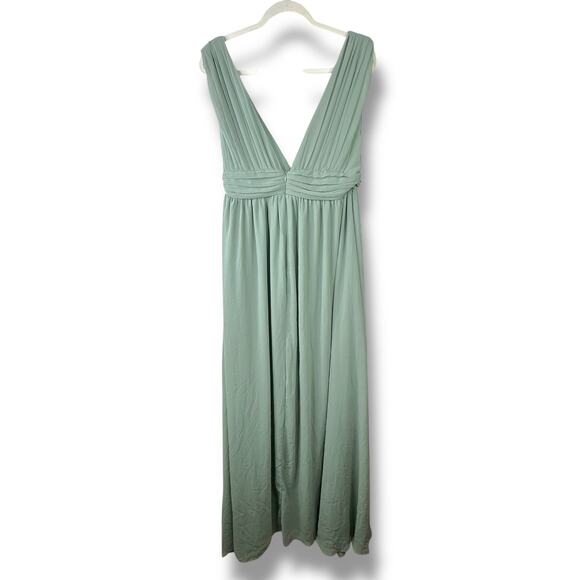 Lulus NWOT Heavenly Hues Sage Green Brush Woven Chiffon V-Neck Maxi Dress Large - Picture 9 of 12
